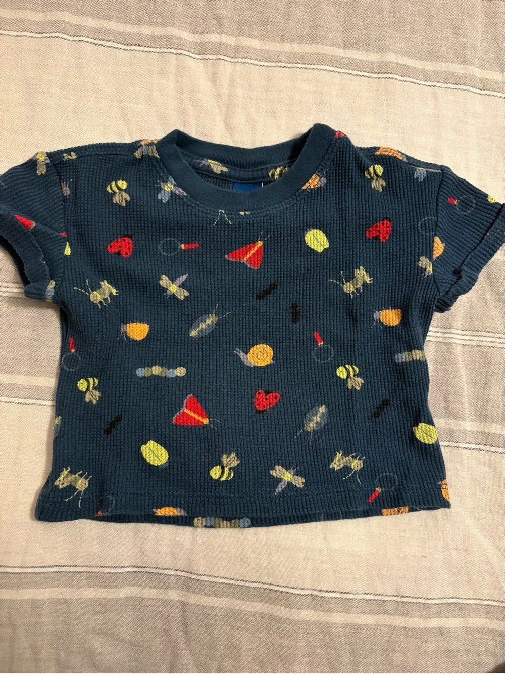 Old Navy 3-6M Navy Bug Print Shirt & Shorts Set